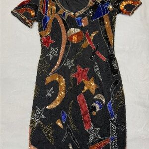 Vintage 80’s Nite Line size 6 Colorful Sequin Patterned Dress